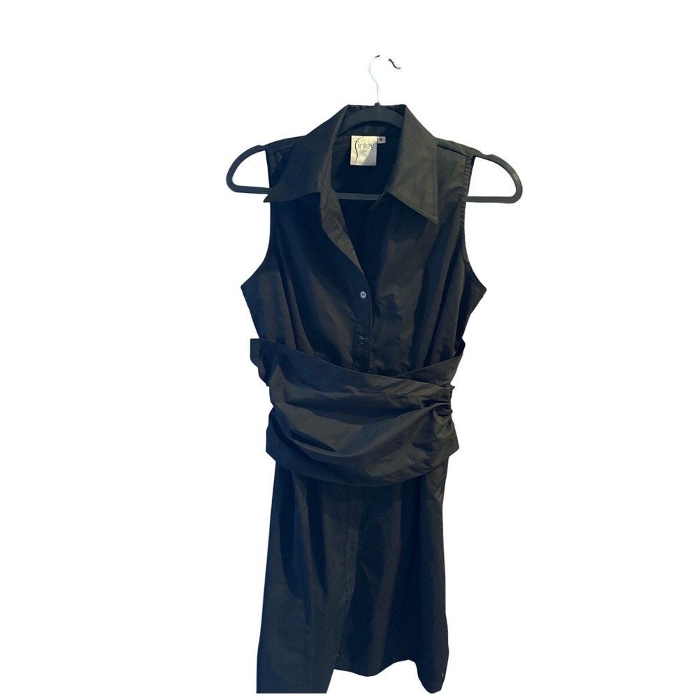 Finley Black Sleeveless Button Down Shirt Dress Size 6